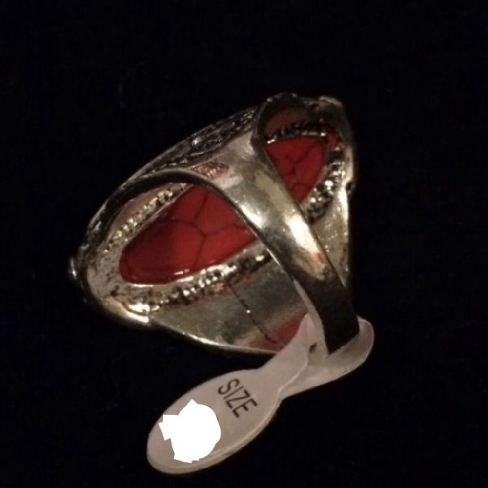 Red Simulated Turquoise Ring - Picture 3 of 4